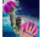Aletas de natación para niños, aletas de silicona ajustables para natación, buceo, paletas de mano auxiliares para entrenamiento en piscina, accesorios azul cielo