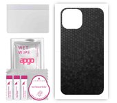 apgo Protective Skin Sticker for the back compatible with Apple iPhone 13 mini, Wrap Film, Foil, Vinyl - Pattern Black Honeycomb