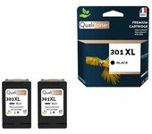 301XL fabricado en Francia, 2 Cartouche d'encre reacondicionado para HP 301 XL Noir CH563EE/CH561EE compatible Envy 4500 4507 5530,Des