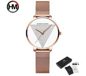 Relojes de mujer de diseño Original de Hannah Martin, relojes de pulsera impermeables de oro rosa con movimiento de cuarzo japonés a la moda hasta 30m plata