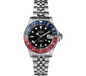 Reloj Mecánico Automático 20 ATM Resistente al Agua Ternos Cerámico GMT Swiss Made Plata [Davosa] 161.590.06 para Hombre negro