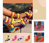Sandalias de cuña para mujer Sandalias con hebilla en el dedo del pie Sandalias de playa de verano Zapatos con punta expuesta 35