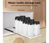 Portavasos, estante para almacenar botellas de agua, diseño deslizable, fácil instalación, organizador para guardar vasos, portavasos deslizante suave y silencioso blanco