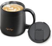 Taza de Iris Ohyama con aislamiento al vacío para bebidas, fácil de lavar, mantiene el sabor delicioso. Taza Cafe Days, taza, boca, diseño, caliente, frío, temperatura, botella, negro. negro