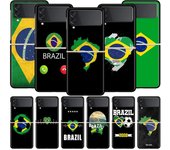 Funda de teléfono con bandera brasileña de fútbol para Samsung Galaxy Z Flip 3 4 5, carcasa rígida plegable negra para móvil, funda protectora Samsung Z Flip 4