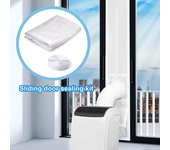Junta de ventana para aire acondicionado portátil, kit de junta de ventana abatible para aire acondicionado, protector de intercambio de aire caliente con cierre de cremallera y cinta adhesiva, compatible con secadora. M