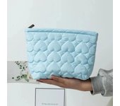 Bolsa de cosméticos coreana de gran capacidad para mujer, bolso de mano acolchado con forma de corazón, portátil, para viaje, para guardar maquillaje y pintalabios rojo rosa