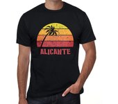 Camiseta vintage para hombre, camiseta gráfica Alicante Sunset Deep Black XS negro