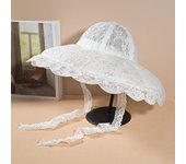 Sombrero de sol de encaje para mujer, sombreros de verano blancos y negros para mujer, sombrero de cubo, sombrero de playa, gorra de verano de ala ancha grande para mujer 56-58cm negro