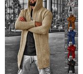 Nueva moda Otoño e Invierno cárdigan de hombre Color sólido con capucha cuello alto suéter abrigo suéter de hombre 5XL