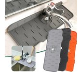 Alfombrilla para grifo, fregadero de cocina, almohadilla contra salpicaduras de silicona, drenaje, parada de agua, Protector de encimera de baño, bandeja de secado rápido negro