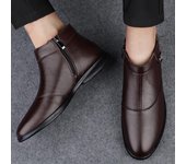 Botas Chelsea de cuero genuino de marca de lujo para hombre, botas clásicas de moda de invierno de alta calidad, cómodas y suaves para negocios 37 marrón