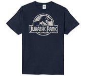 JURASSIC PARK Camiseta con logo de camuflaje para hombre L azul oscuro