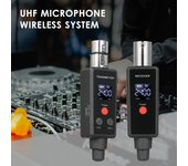Sistema inalámbrico de micrófono UHF, micrófono de bobina móvil/condensador cableado al sistema inalámbrico gris oscuro