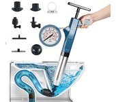 Juego de desatascador de aire a alta presión para inodoro: Desatascador de inodoro de acero inoxidable para fregaderos de cocina, baños y tuberías obstruidas negro