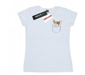Gremlins Camiseta de algodón con bolsillo sintético Gizmo para mujer/señoras L blanco