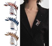 Broche elegante con forma de hojas, cristal de imitación brillante, Pin con incrustaciones de diamantes de imitación, traje, solapa, vestido, insignia, accesorios champagne