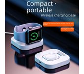 Cargador inalámbrico magnético plegable para Apple Watch: Soporte de carga portátil de escritorio negro