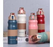 Termo deportivo de gran capacidad, de acero inoxidable, portátil, para exteriores, para viajes, para bebidas rectas 680ml