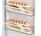 Rejilla para huevos con desplazamiento automático, caja de almacenamiento, contenedor de cesta para huevos, organizador enrollable, dispensador de huevos para cocina