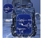 Mochilas escolares de dibujos animados geniales en 3 colores para estudiantes, niños y niñas, mochila escolar de 1-3-6 grados, mochila para niños abierta de gran capacidad de una sola pieza a la moda S azul royal