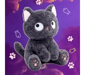 Almohada creativa de dibujos animados de gato negro, lindo muñeco de peluche de gato, muñeco de dibujos animados luminoso 43cm（0.75kg）