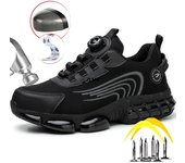 Botas de seguridad para el trabajo con hebilla giratoria para hombre, zapatos de trabajo con punta de acero, a prueba de pinchazos, con amortiguación de aire, zapatos de seguridad para hombre, zapatillas antigolpes para hombre 39