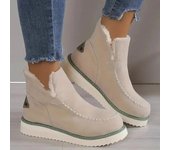Botas de nieve para mujer, moda de invierno, zapatos casuales cálidos para mujer, botines cómodos sin cordones para mujer, botas de mujer 36-43 36 beige