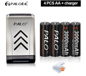 PALO AA NI HM batería recargable 3000mAh 1,2 V AA 2A HR6 baterías de baja autodescarga con soporte de batería AAA/AA negro