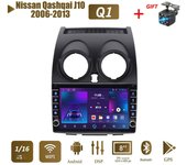 icreative Reproductor de vídeo Multimedia Android Radio para coche para Nissan Qashqai J10 2006-2013 con botón WiFi BT 2 Din 1 + 16GB 1+16GB