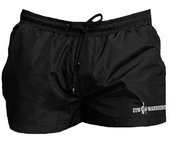 Muscleguys Pantalones cortos de verano para hombre, pantalones cortos para correr, gimnasio, fitness, culturismo, pantalones cortos de cintura elástica suave, transpirables y absorbentes del sudor M negro