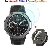 2 piezas de bisel para marco de reloj de película de vidrio para Huami Amazfit T-Rex3, funda protectora de pantalla para pulsera inteligente, funda para Amazfit T-Rex 3 T-Rex 3