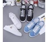 Zapatos de lona de primavera y verano para mujer, zapatillas planas, zapatos informales para mujer, zapatos blancos con cordones en la parte superior baja 36 azul