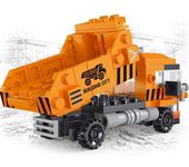 Nuevo camión volquete pesado ingeniería mezclador de cemento motor Mini cargador coche modelo clásico conjuntos de bloques de construcción ladrillos ciudad de juguete ámbar