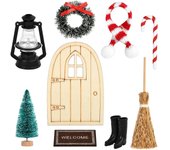 Conjunto de gnomos en miniatura, accesorios para casa de muñecas de Navidad, muebles para casa de muñecas en miniatura, adorno para casa en miniatura, botas, árbol de Navidad