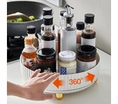 Caja de almacenamiento de condimentos giratoria para cocina, estante de almacenamiento de plástico, estante de almacenamiento de escritorio multifuncional para el hogar, organizador de especias, frutas y cosméticos blanco