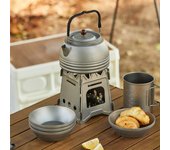 Hervidor de titanio portátil para acampar, té y café, hervidor de agua hirviendo para viajes al aire libre para acampar plata