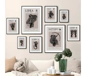 Signo del zodíaco nórdico Astrología Escorpio Leo Tauro Arte de pared Pintura en lienzo Pósteres e impresiones Imágenes de pared para decoración de sala de estar 21x30cm No Framed