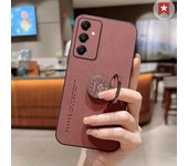 Funda de cuero a prueba de golpes para Samsung Galaxy S24 FE 5G, funda para teléfono Samsung Galaxy S24 Ultra S23 Plus S22 S21 S20, soporte de anillo magnético para automóvil, cubierta trasera Samsung S24 FE 5G gris