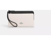 Coach Cartera con doble cremallera plateada, tiza, negra y multicolor One Size
