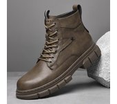 Botines de cuero genuino de invierno para hombre, zapatos casuales para exteriores, botas de motocicleta cálidas y ligeras de diseñador para hombre, botas masculinas hechas a mano 37
