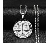 12 constelaciones collar de cadena libra signo zodiacal collar para hombres mujeres a mejor amigo familia regalo cumpleaños colgante joyería