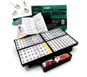 Juego de fichas de mahjong hecho a mano con correa de fichas original de Go Labo Amos BEGIN Taiyo Giken