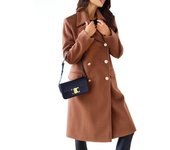 Chaqueta de mujer de otoño e invierno Chaqueta de tweed cruzada con solapa y manga larga sencilla para mujer S blanco