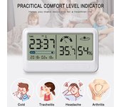 Confort Reloj de temperatura y humedad Higrómetro digital Termómetro interior Monitor de humedad blanco