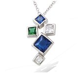 Les Trésors De Lily [P5101] - Pendentif Argent 'Sissi' bleu vert blanc argenté (rhodié) - 20x10 mm azul
