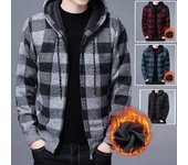 Nuevo suéter para hombre, abrigo grueso y cálido para otoño e invierno, suéter de lana con capucha, cárdigan, jerséis, abrigo polar con cremallera S azul
