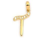 Les Trésors De Lily [M8739] - Colgante chapado en oro 'Letra T' oro blanco - 20x10 mm oro