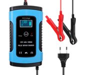 Dispositivo de recarga de batería de coche completamente automático 12V6A, cargadores de energía inteligentes, reparación de pulsos EU Plug amarillo