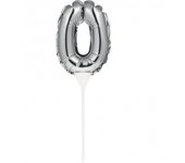 Creative Party Adorno inflable para tarta con globo número 0 Mini plata